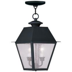 2 Light Black Outdoor Pendant Lantern