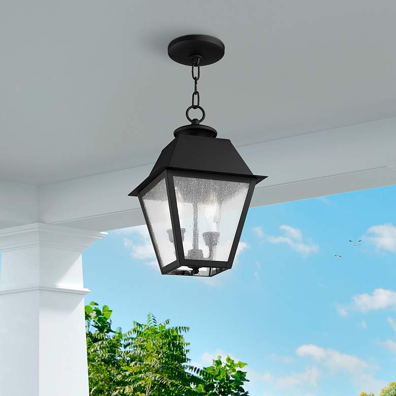 Image 1 2 Light Black Outdoor Pendant Lantern