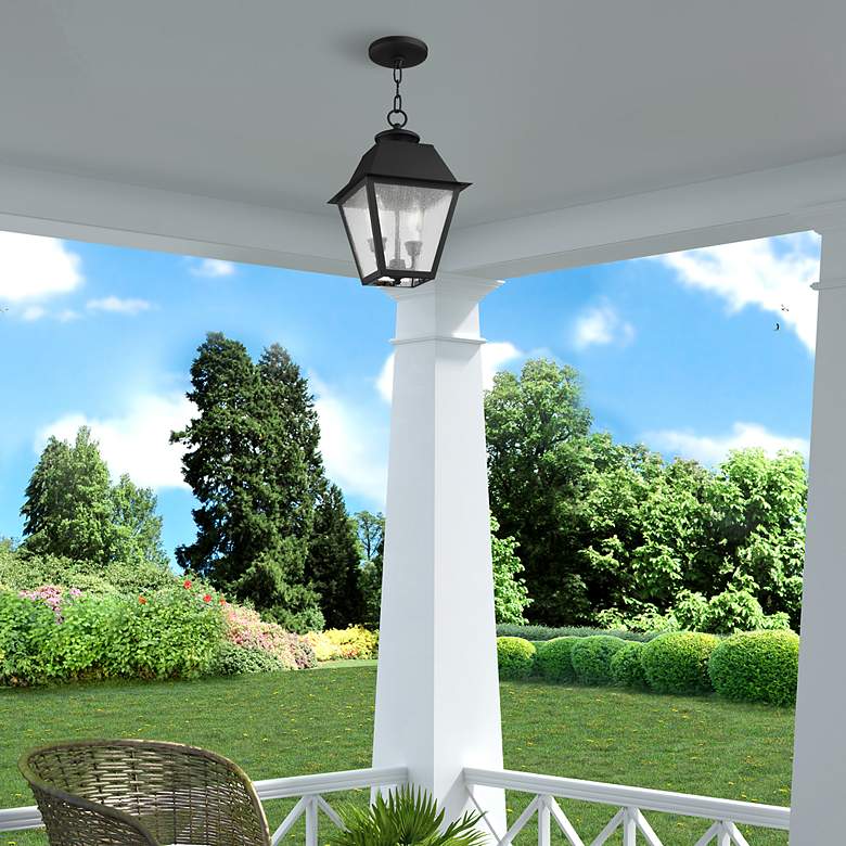Image 3 2 Light Black Outdoor Pendant Lantern more views