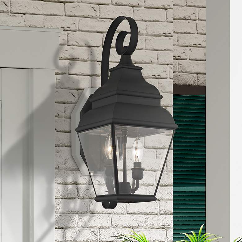 Image 1 2 Light Black Outdoor Wall Lantern