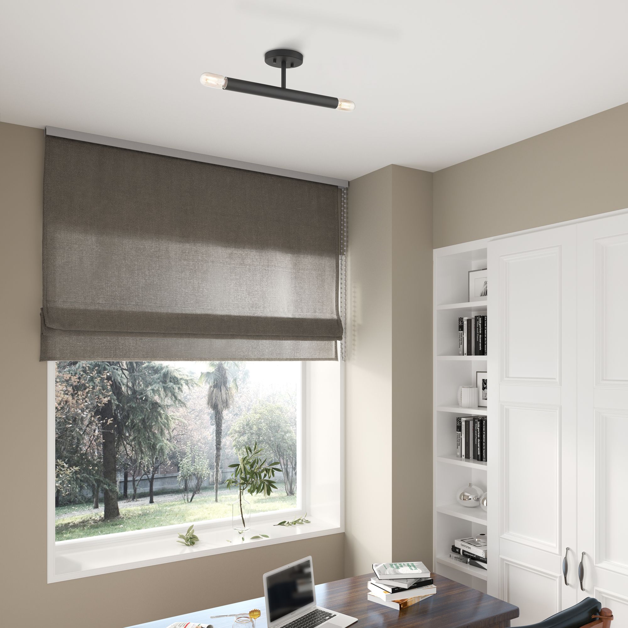 2 Light Black Semi-Flush