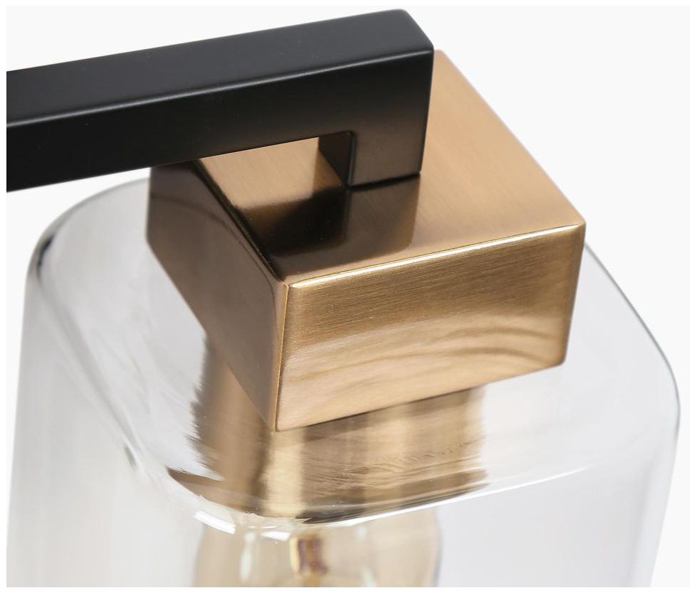 Image 3 2-Light Brass and Black Vanity Light with Clear Glass more views