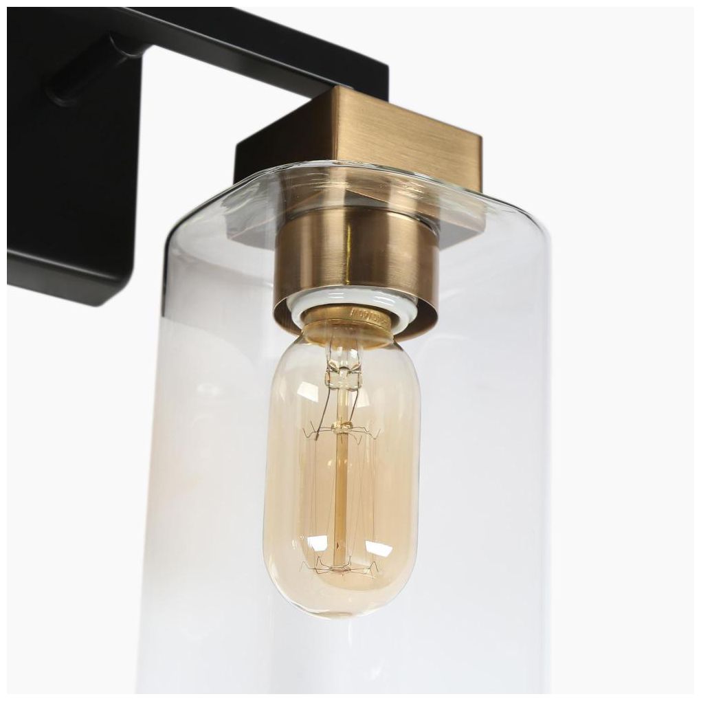 Image 4 2-Light Brass and Black Vanity Light with Clear Glass more views