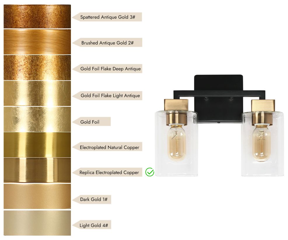 Image 5 2-Light Brass and Black Vanity Light with Clear Glass more views