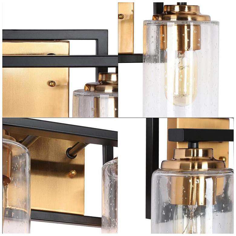 Image 3 2-Light Brass Gold Bathroom Vanity Light with Seeded Glass more views