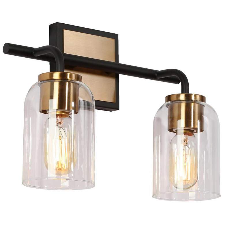 Image 1 2-Light Brass Gold Bathroom Vanity Light