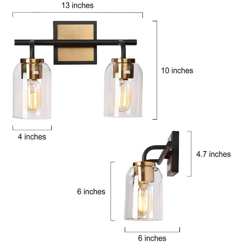 Image 2 2-Light Brass Gold Bathroom Vanity Light more views