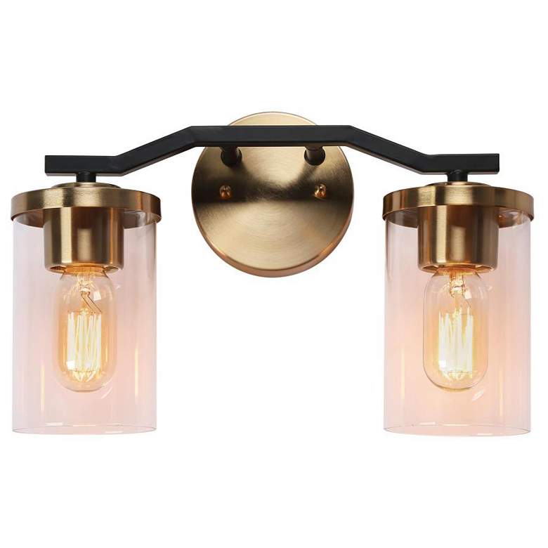 Image 1 2-Light Brass Gold Bathroom Vanity Light