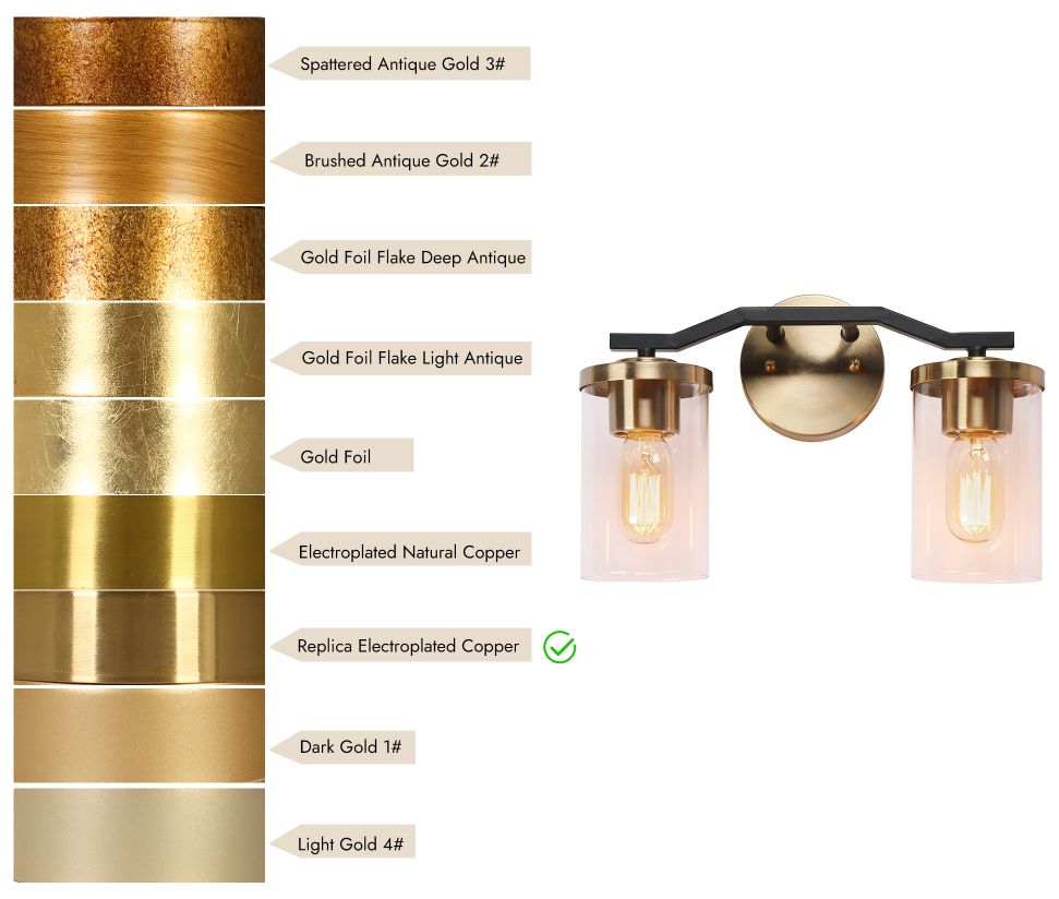 Image 5 2-Light Brass Gold Bathroom Vanity Light more views