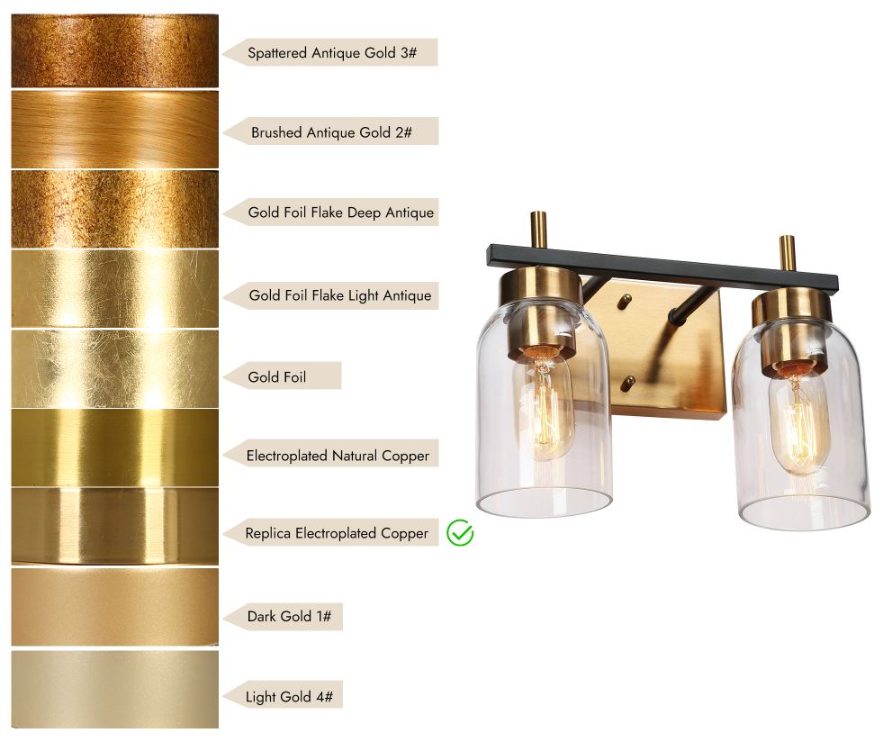 Image 4 2-Light Brass Gold Bathroom Vanity Light more views