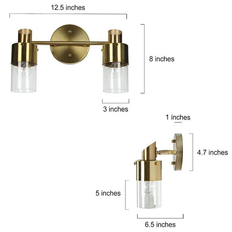 Image 2 2-Light Brass Gold Bathroom Vanity Light more views