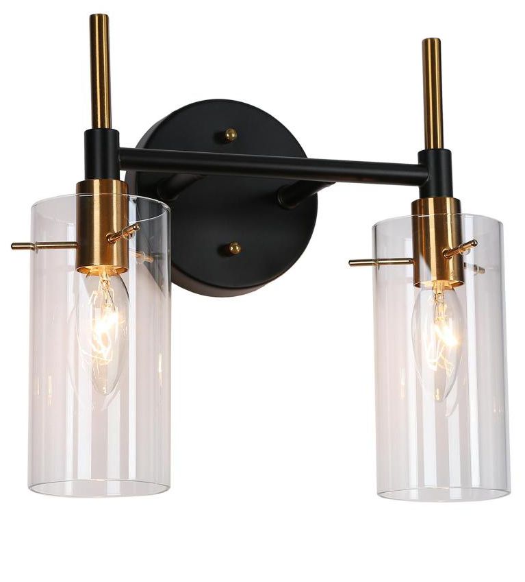 2-Light Brass Gold Bathroom Vanity Light