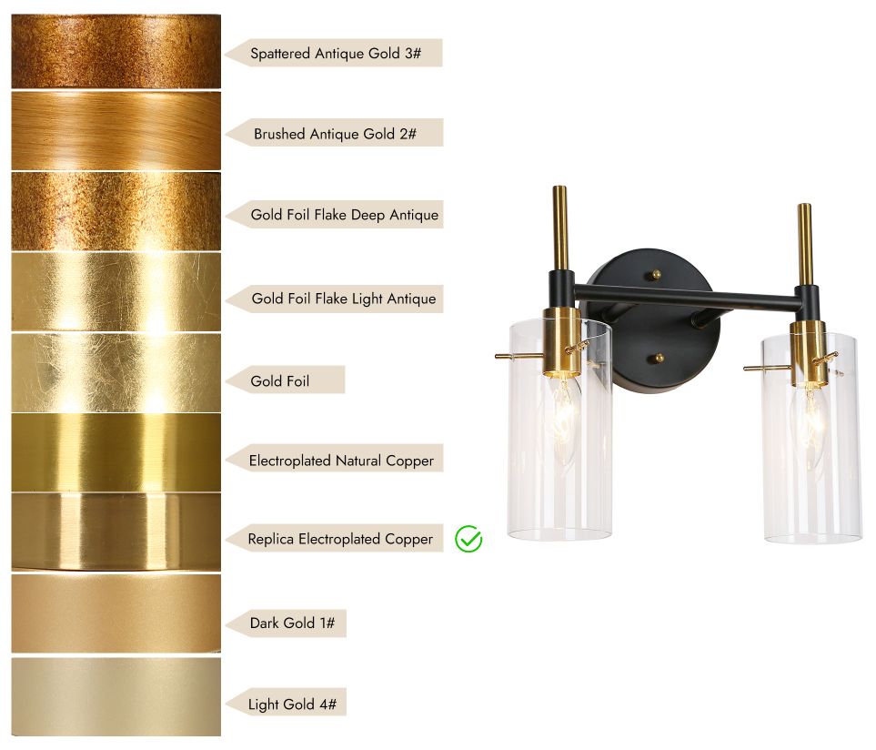 Image 6 2-Light Brass Gold Bathroom Vanity Light more views