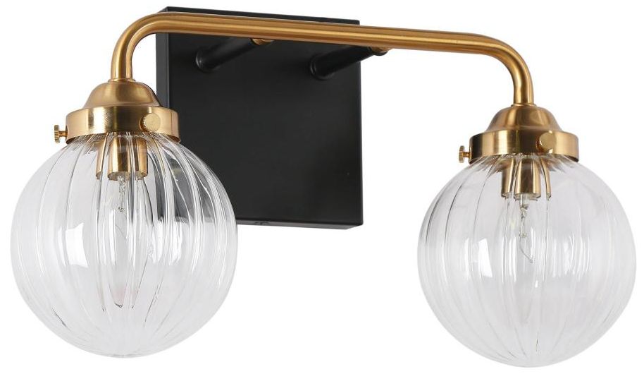 2-Light Brass Gold Pumpkin-Shaped Bathroom Vanity Light