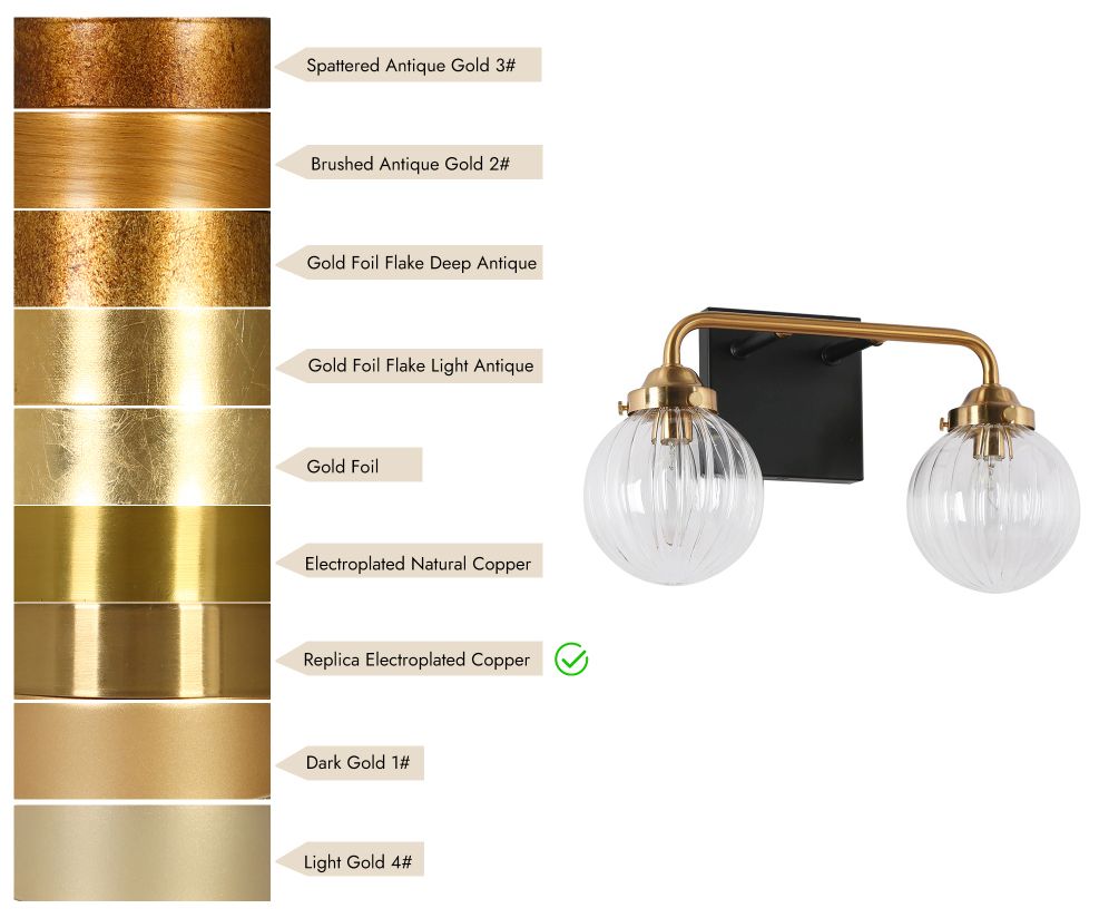 Image 6 2-Light Brass Gold Pumpkin-Shaped Bathroom Vanity Light more views