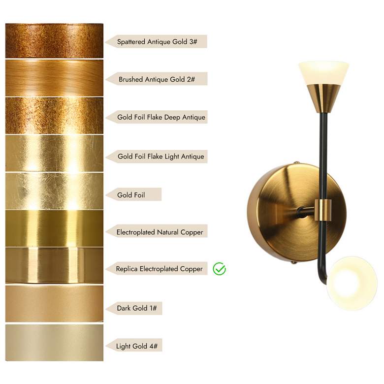 Image 6 2-Light Brass Integrated LED Wall Sconce Lighting more views