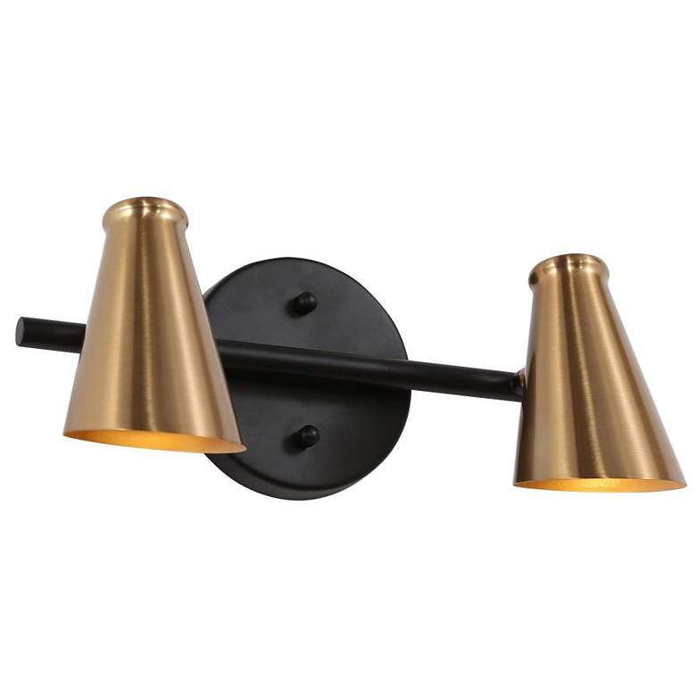 Image 1 2-Light Brass-Plated Bathroom Vanity Light