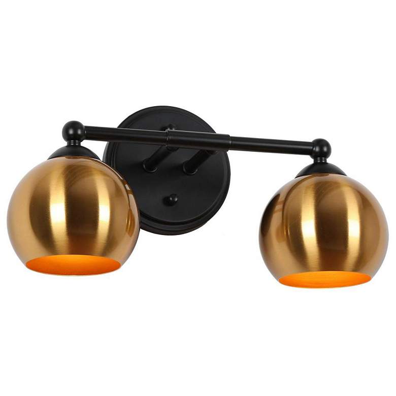 Image 1 2-Light Brass-Plated Bathroom Vanity Light