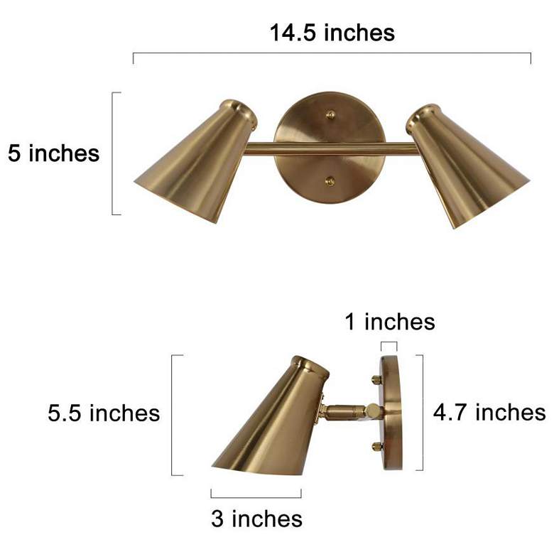 Image 3 2-Light Brass-Plated Bathroom Vanity Light more views