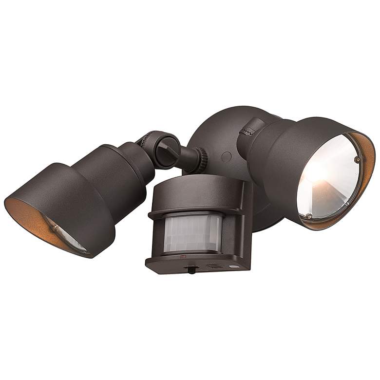 Image 3 2-Light Bronze LED Adjustable Head Floodlight With Motion Sensor more views