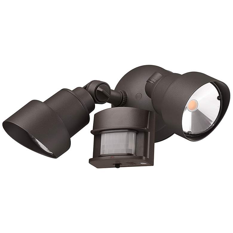 Image 4 2-Light Bronze LED Adjustable Head Floodlight With Motion Sensor more views