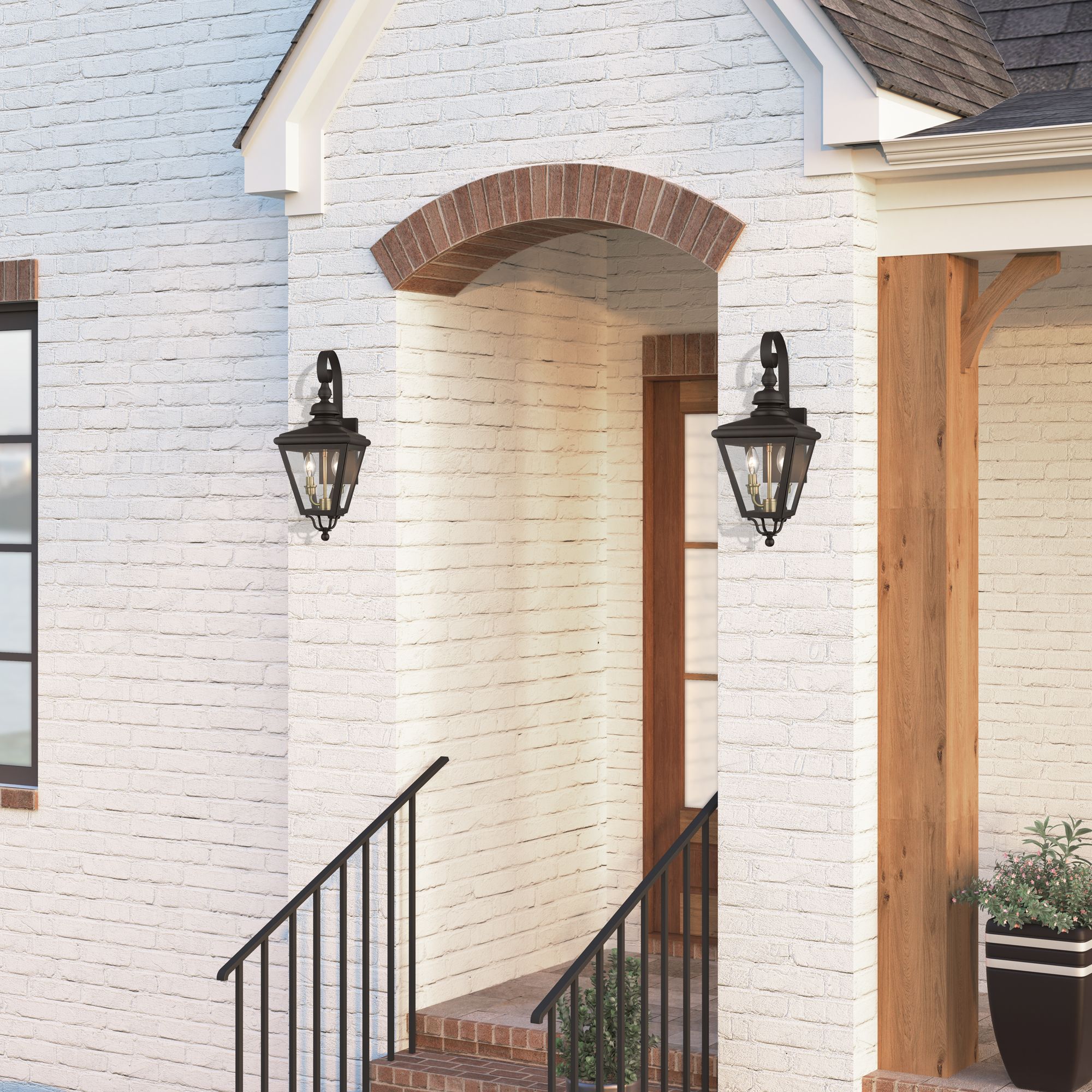 2 Light Bronze Outdoor Medium Wall Lantern