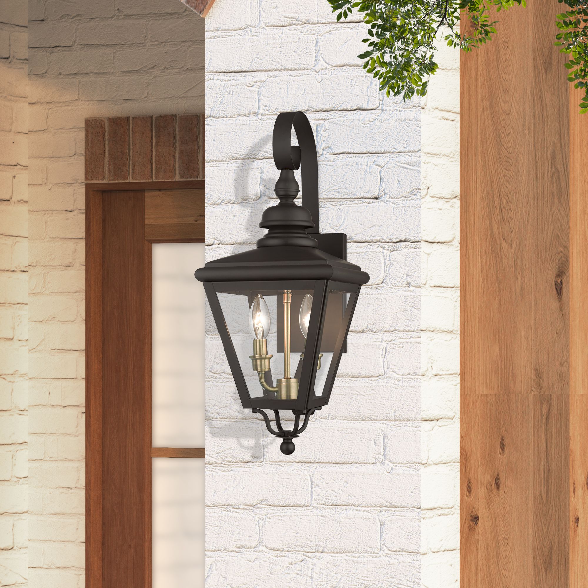 2 Light Bronze Outdoor Medium Wall Lantern