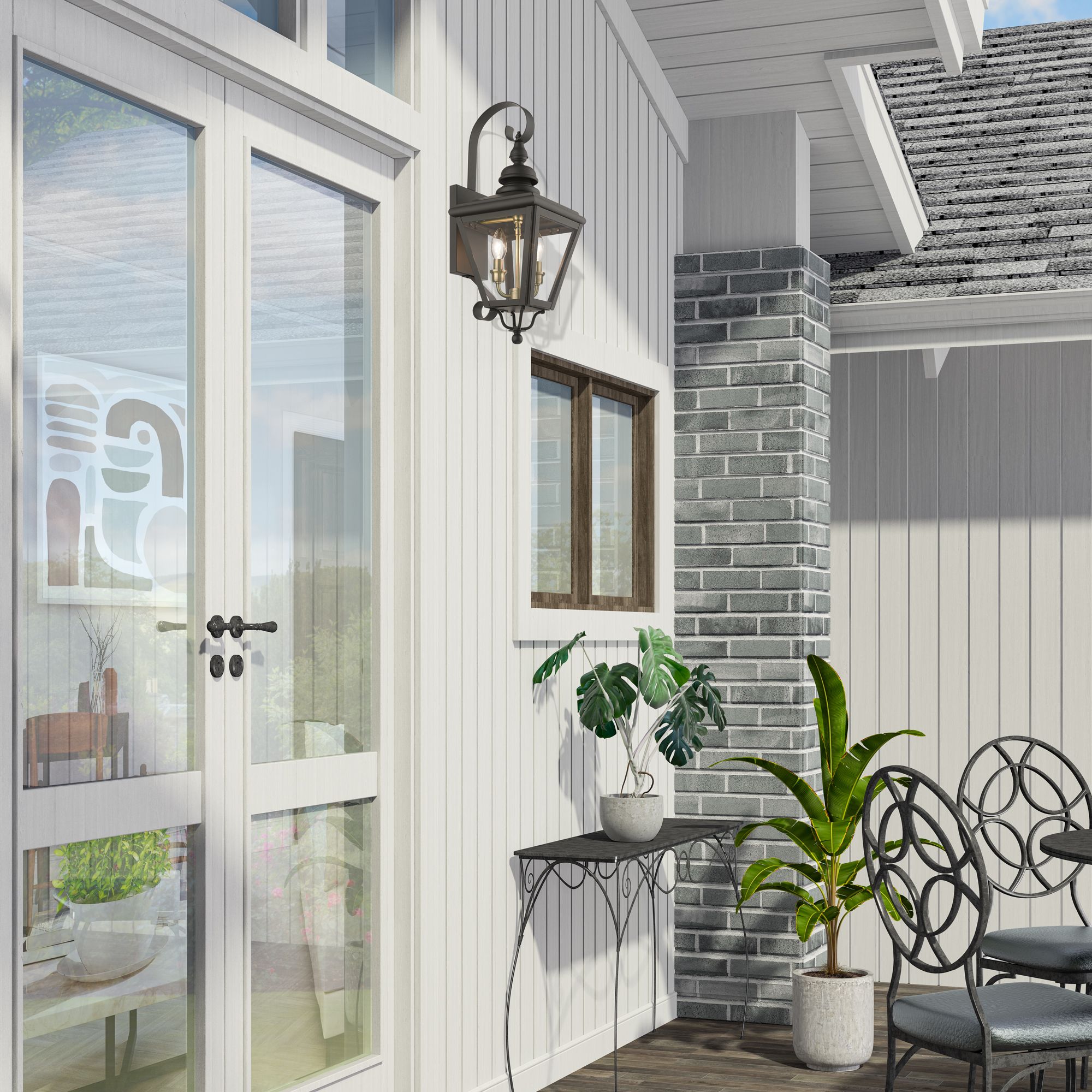 2 Light Bronze Outdoor Medium Wall Lantern