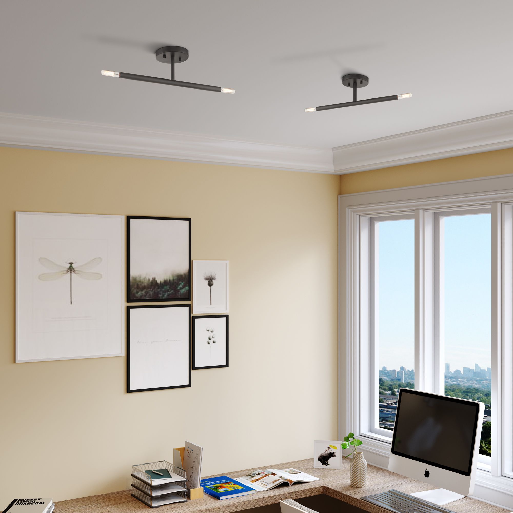 2 Light Bronze Semi-Flush