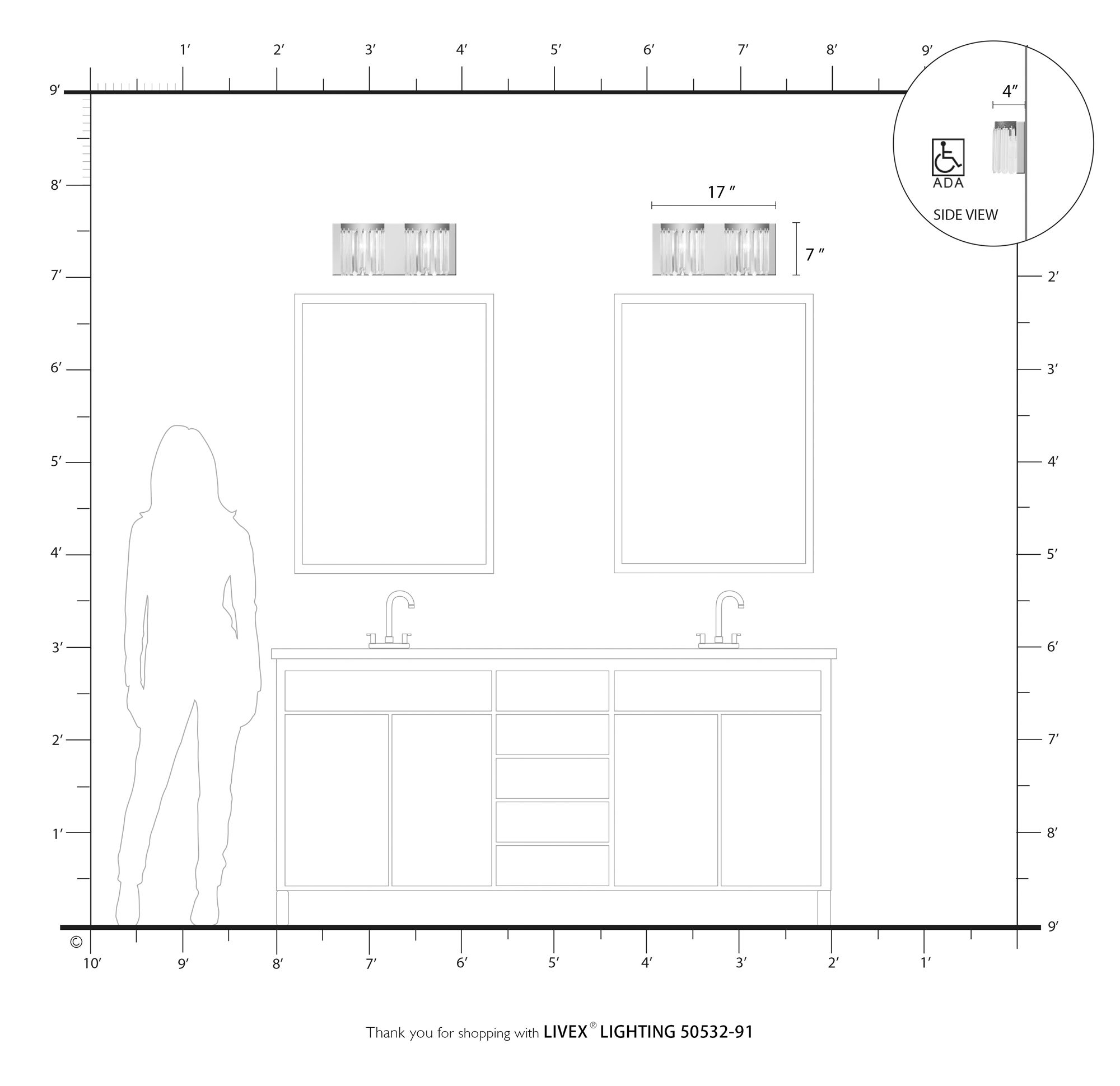 2 Light Brushed Nickel ADA Bath Vanity