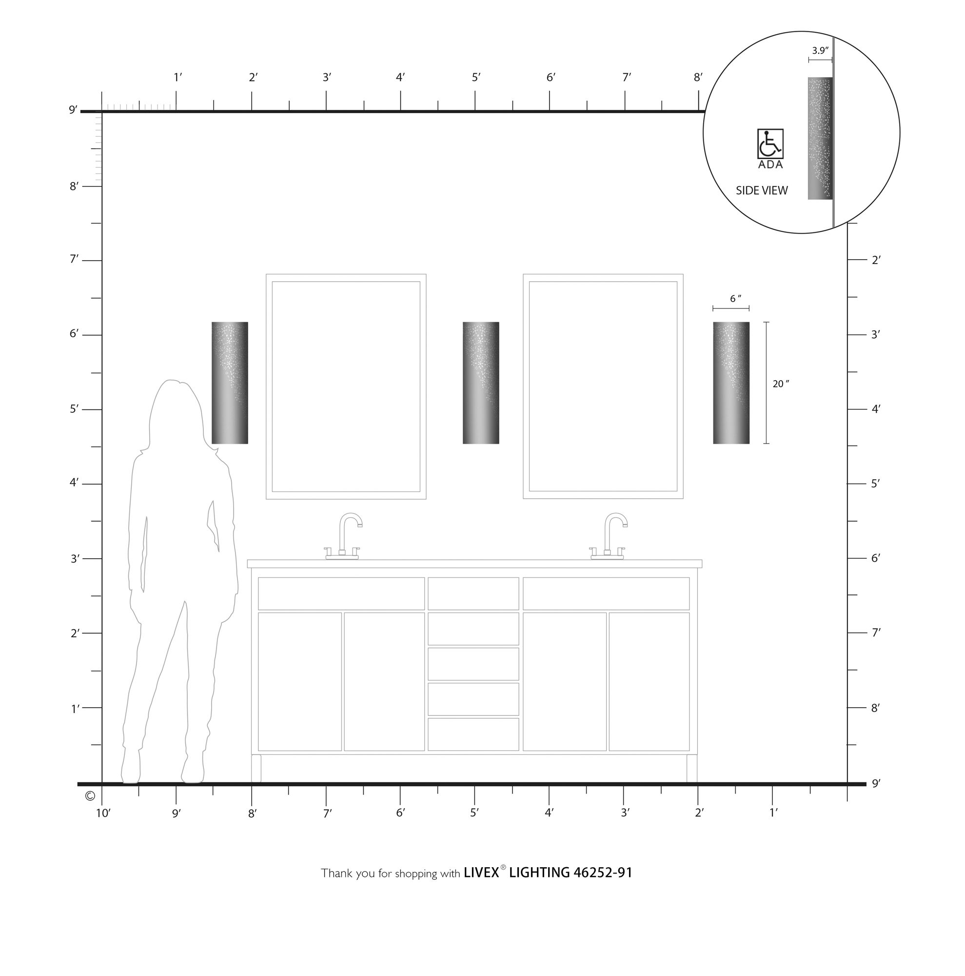 2 Light Brushed Nickel ADA Sconce