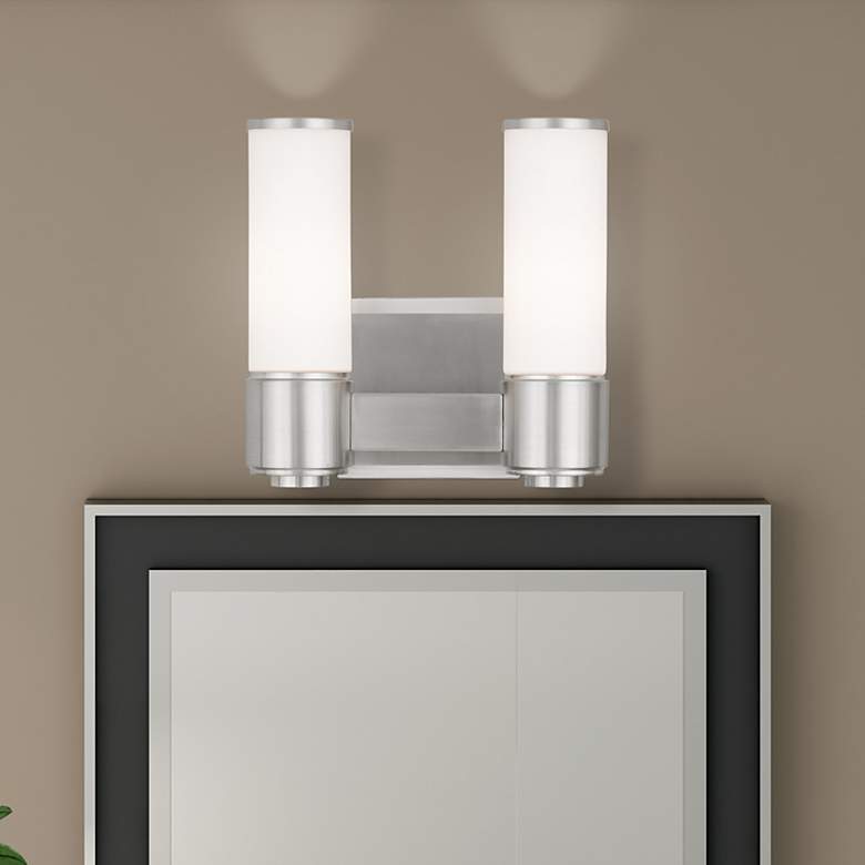 Image 1 2 Light Brushed Nickel ADA Wall Sconce/Bath Vanity