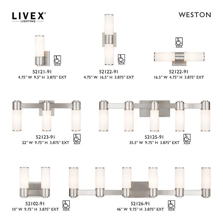 Image 4 2 Light Brushed Nickel ADA Wall Sconce/Bath Vanity more views