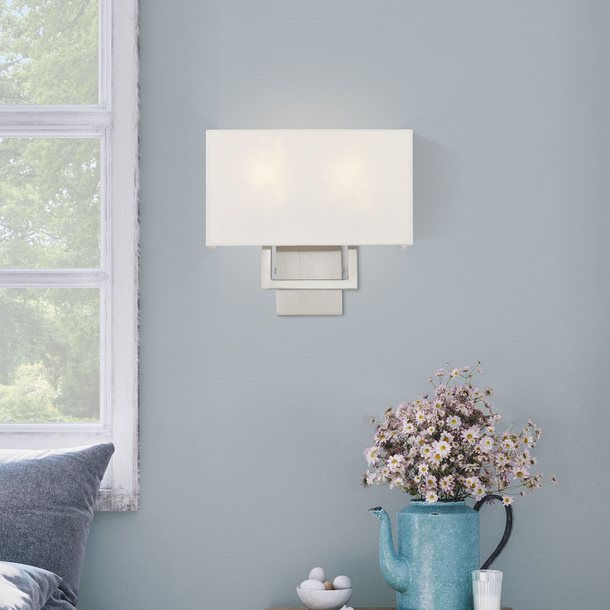 2 Light Brushed Nickel ADA Wall Sconce