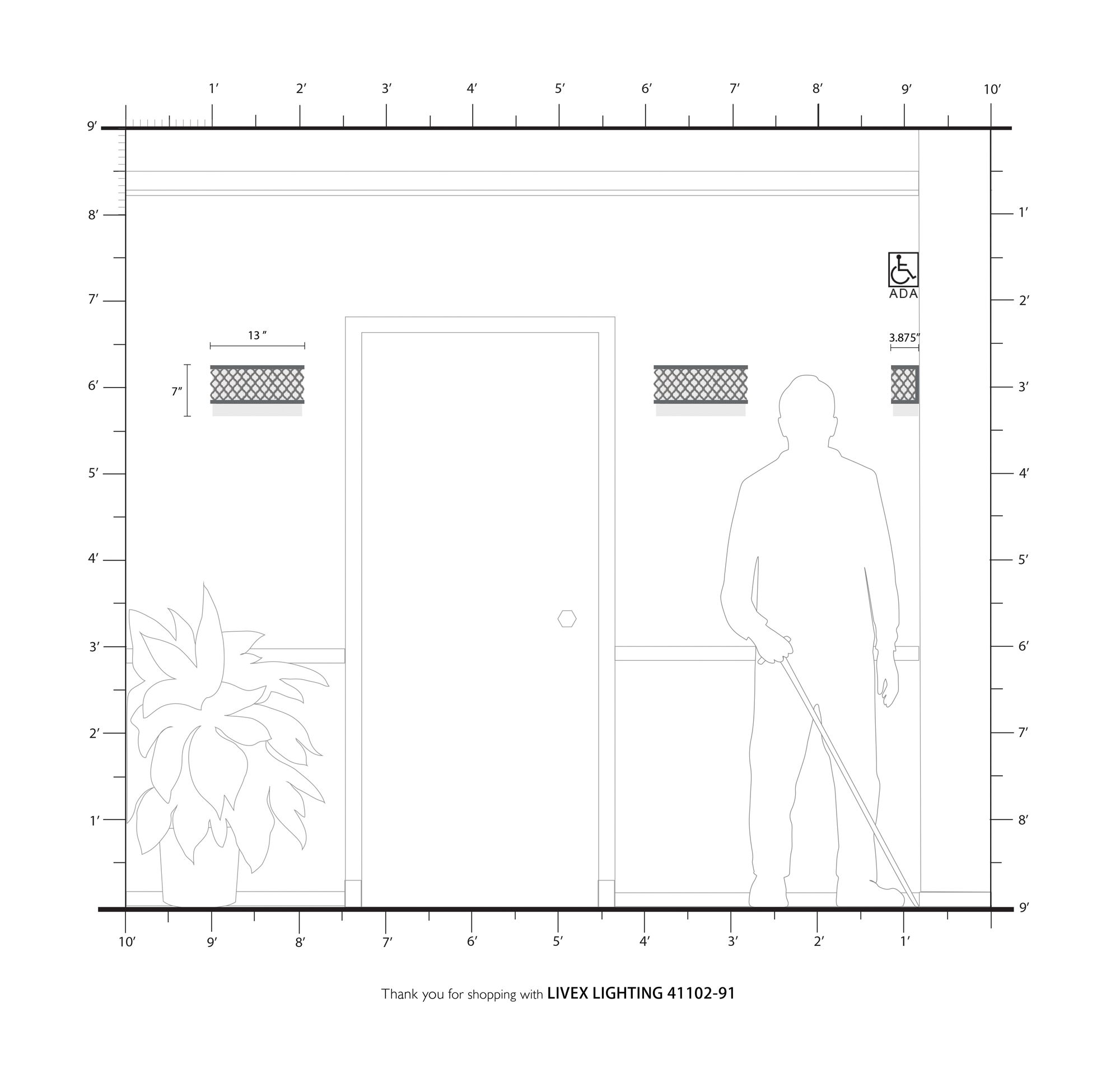 2 Light Brushed Nickel ADA Wall Sconce