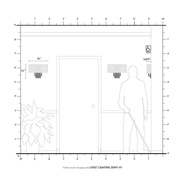 Image 5 2 Light Brushed Nickel ADA Wall Sconce more views