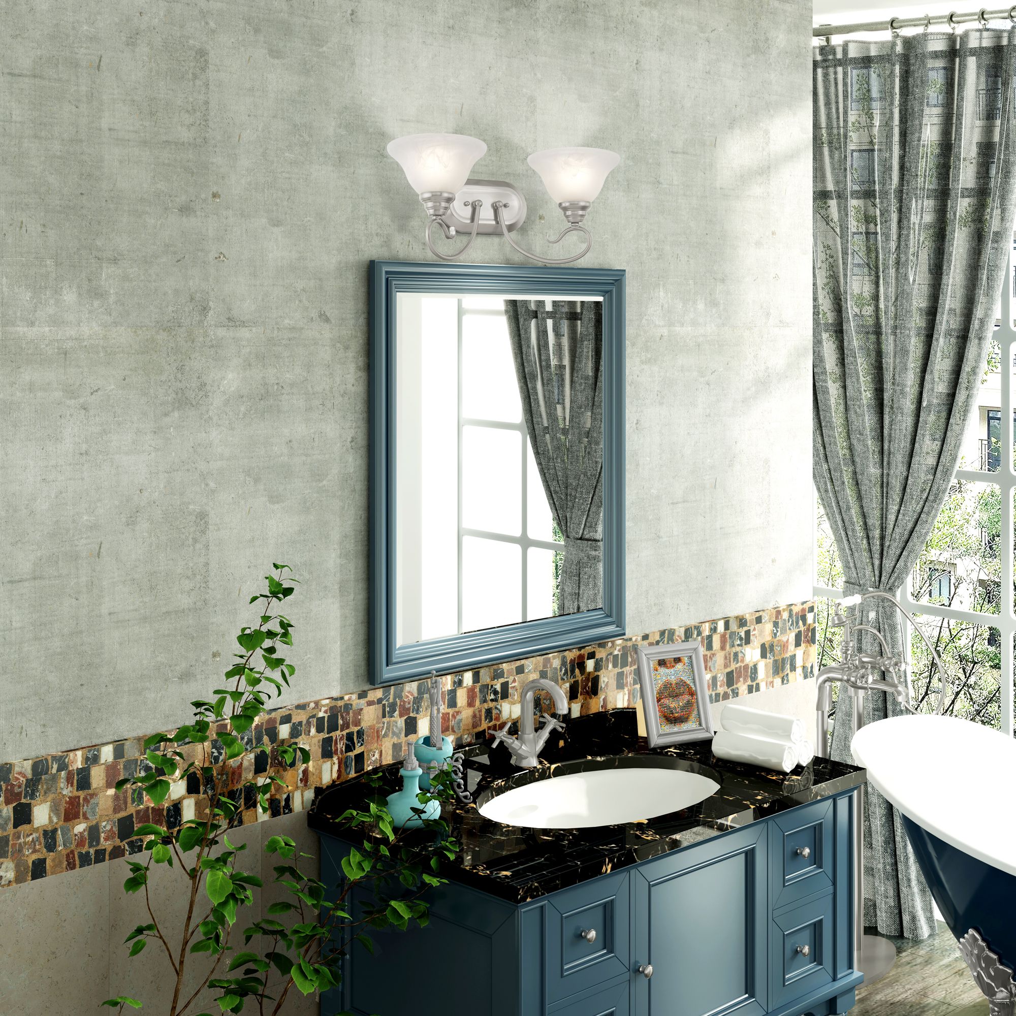 2 Light Brushed Nickel Bath Vanity