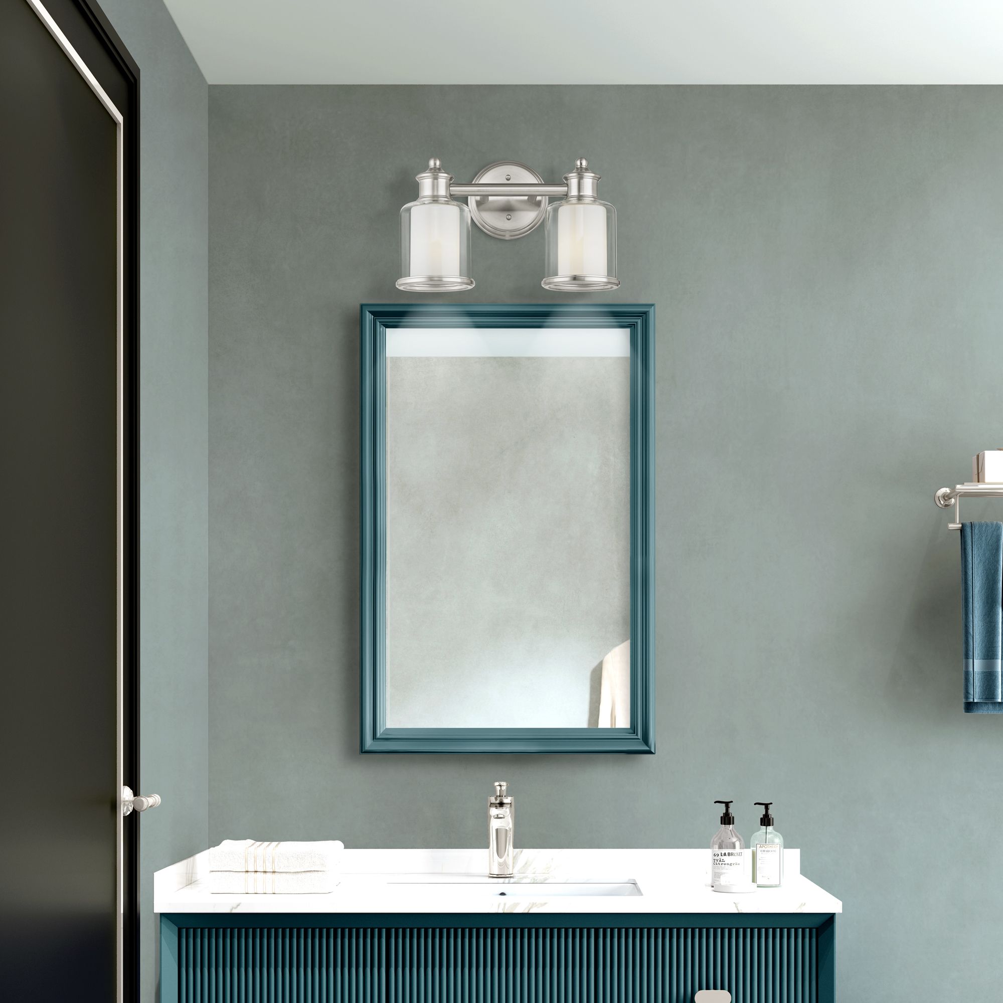 2 Light Brushed Nickel Bath Vanity