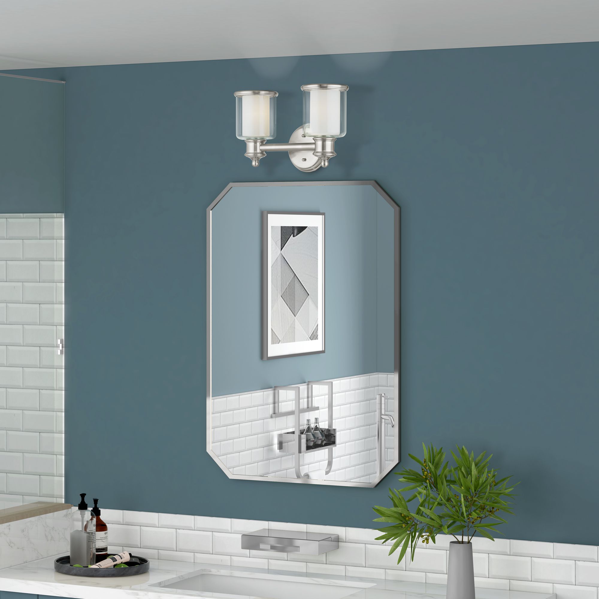 2 Light Brushed Nickel Bath Vanity