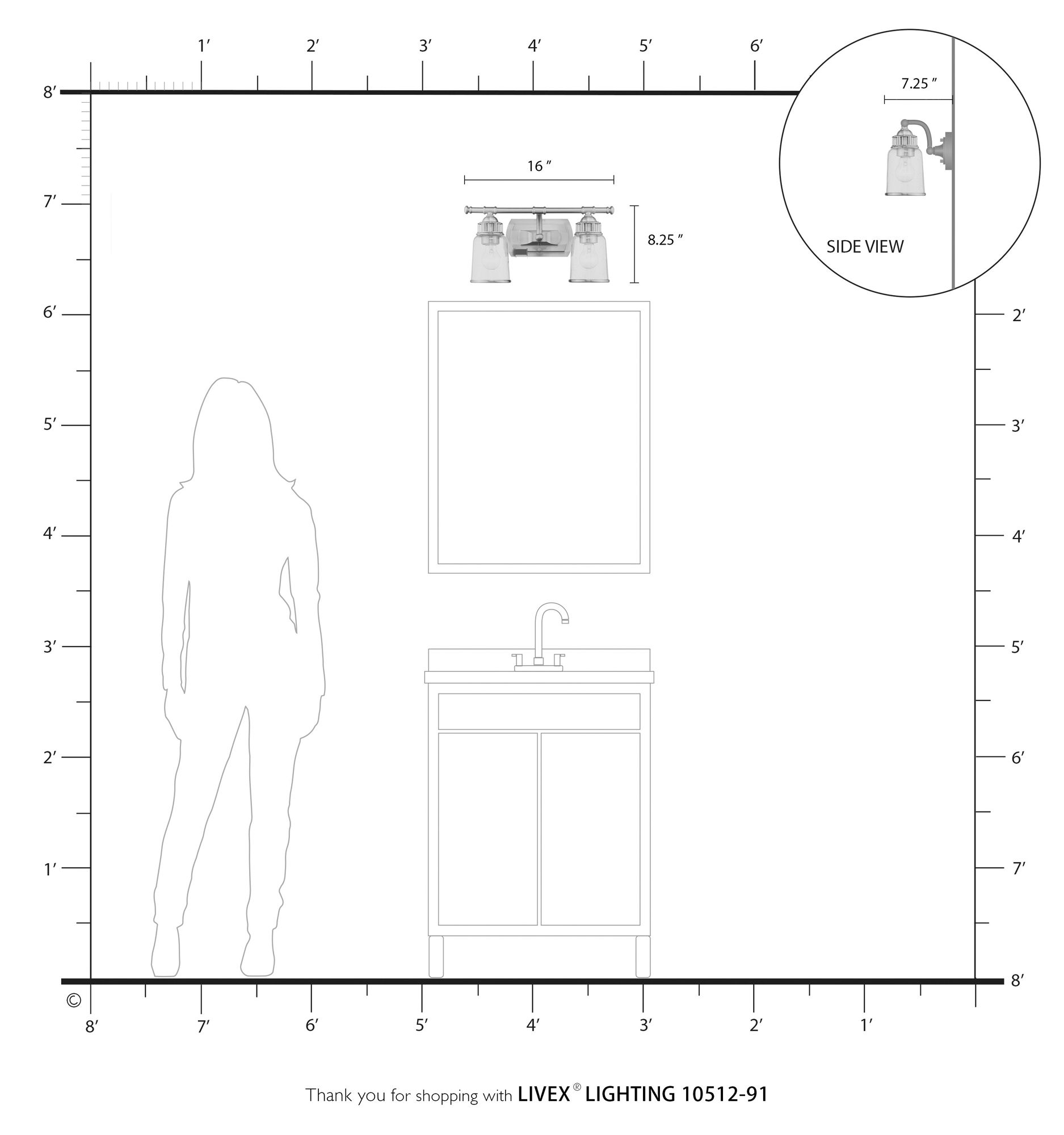 2 Light Brushed Nickel Bath Vanity