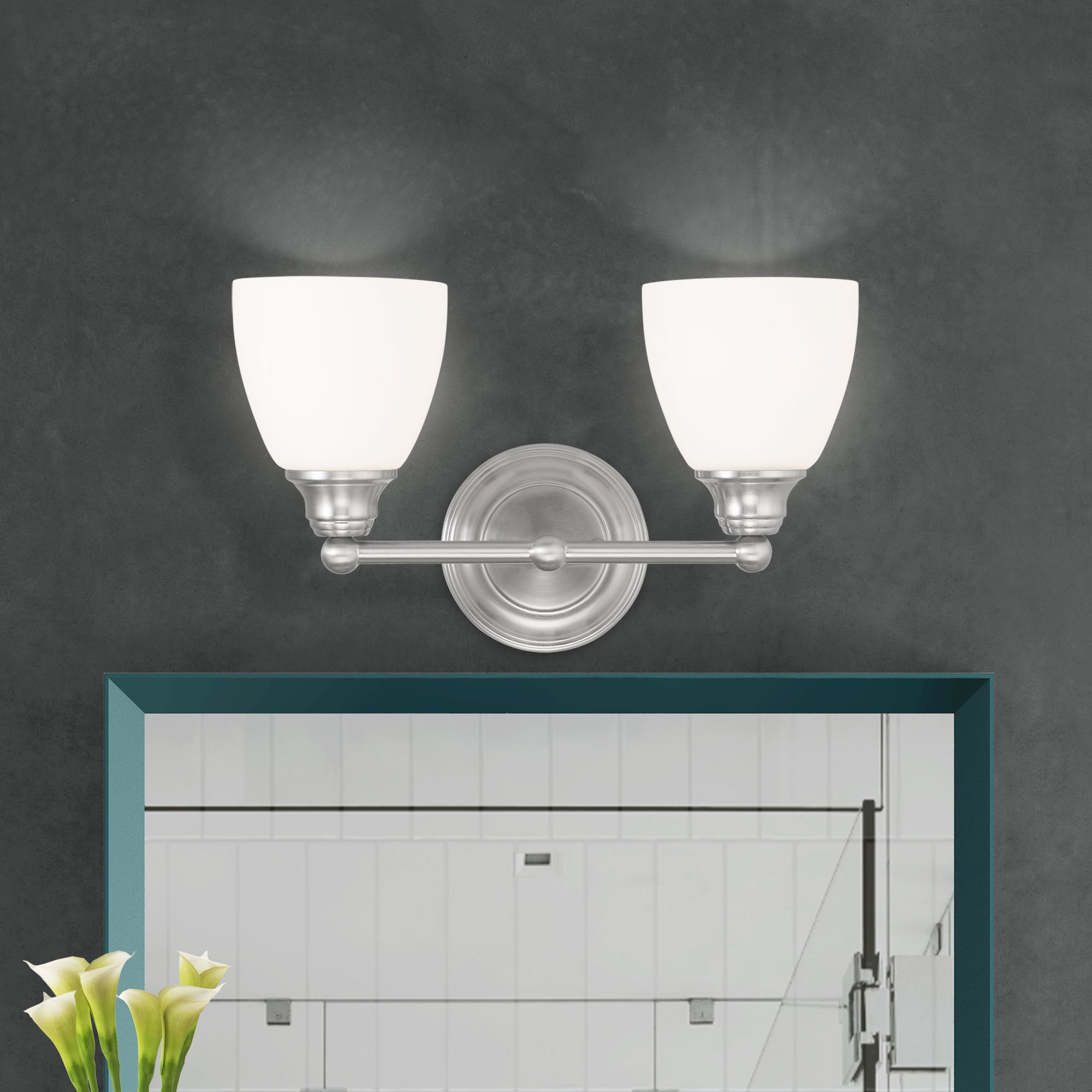 2 Light Brushed Nickel Bath Vanity