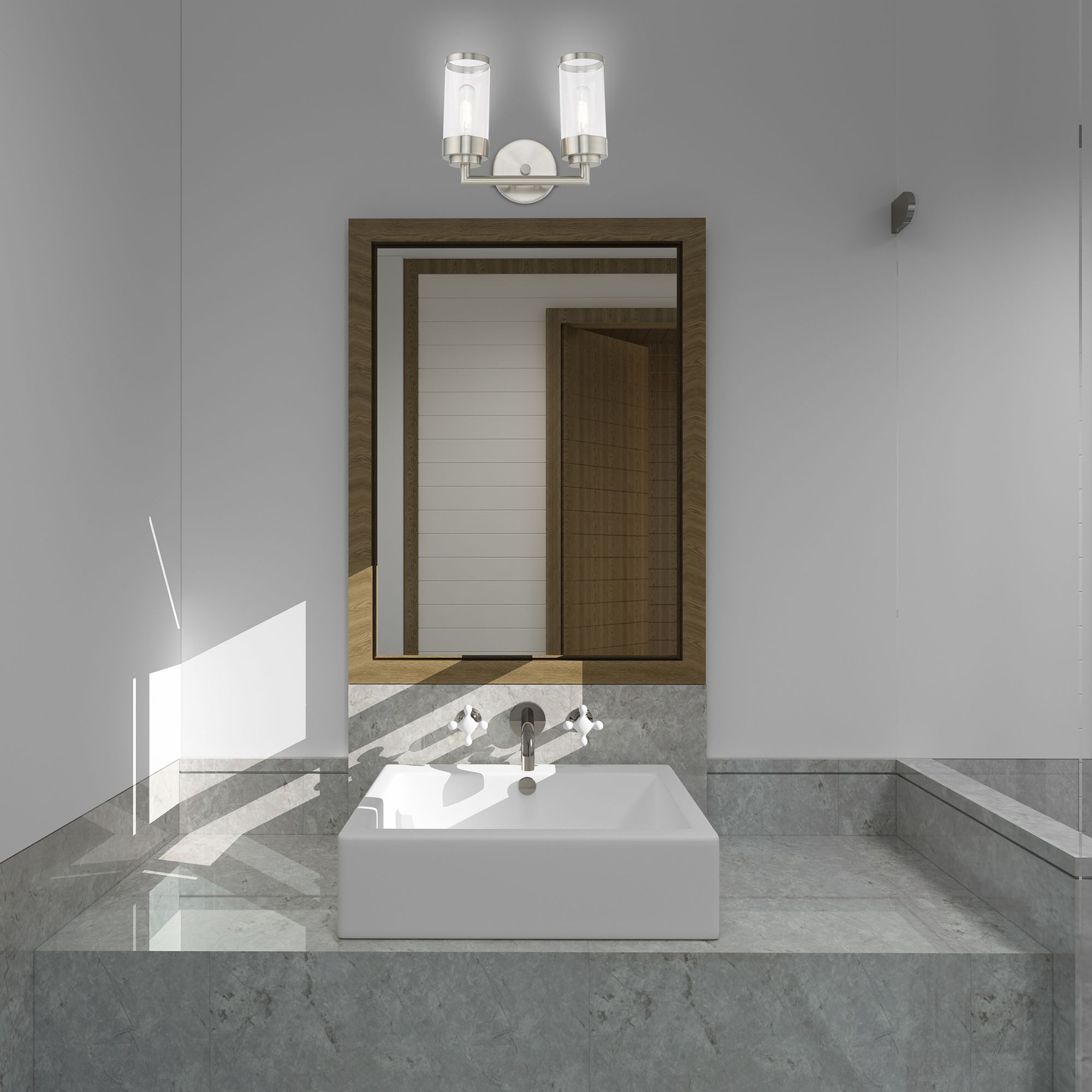 2 Light Brushed Nickel Bath Vanity