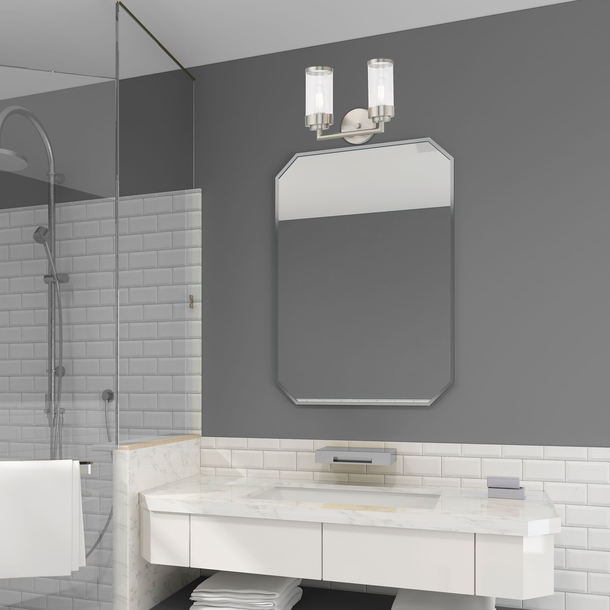 2 Light Brushed Nickel Bath Vanity