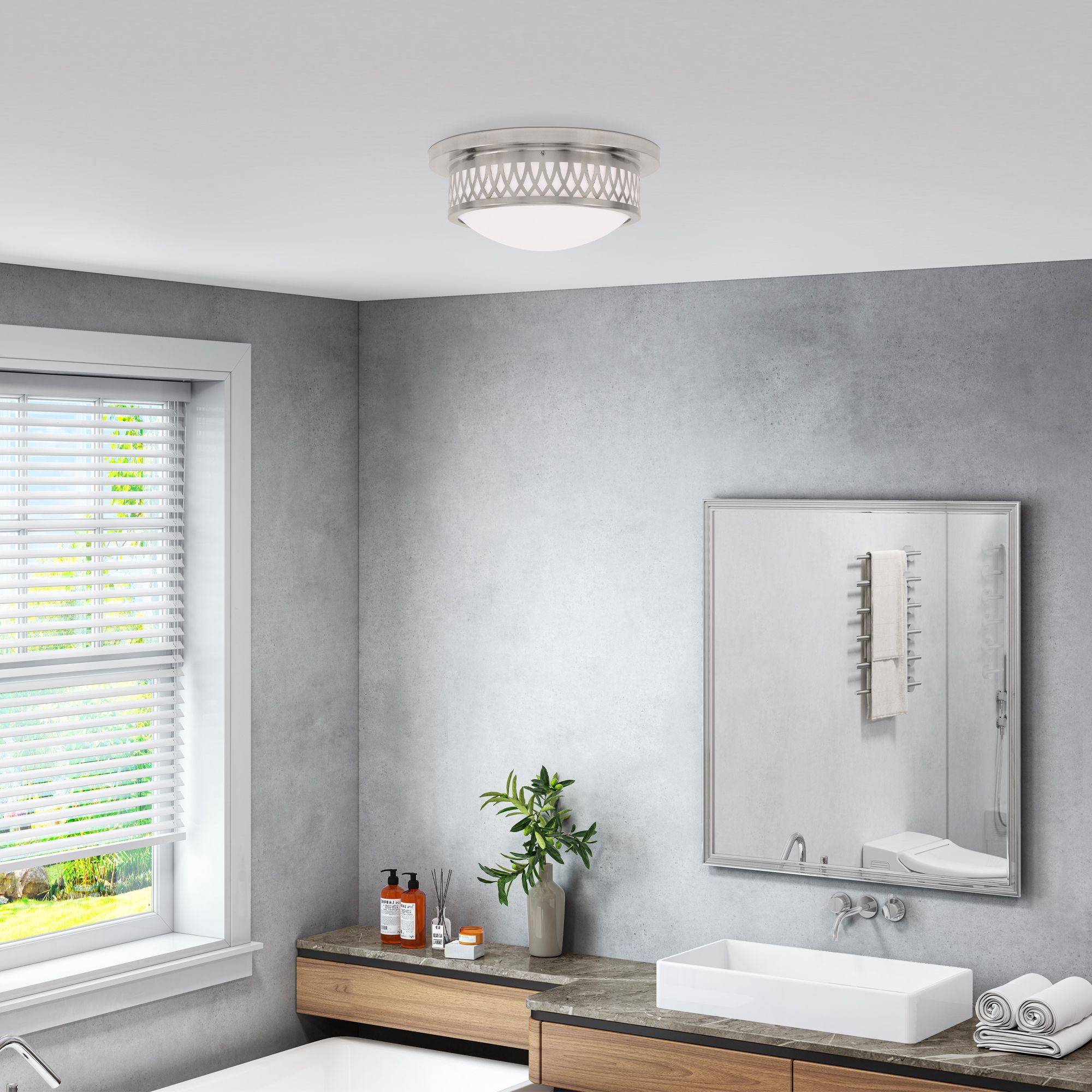 2 Light Brushed Nickel Ceiling Mount