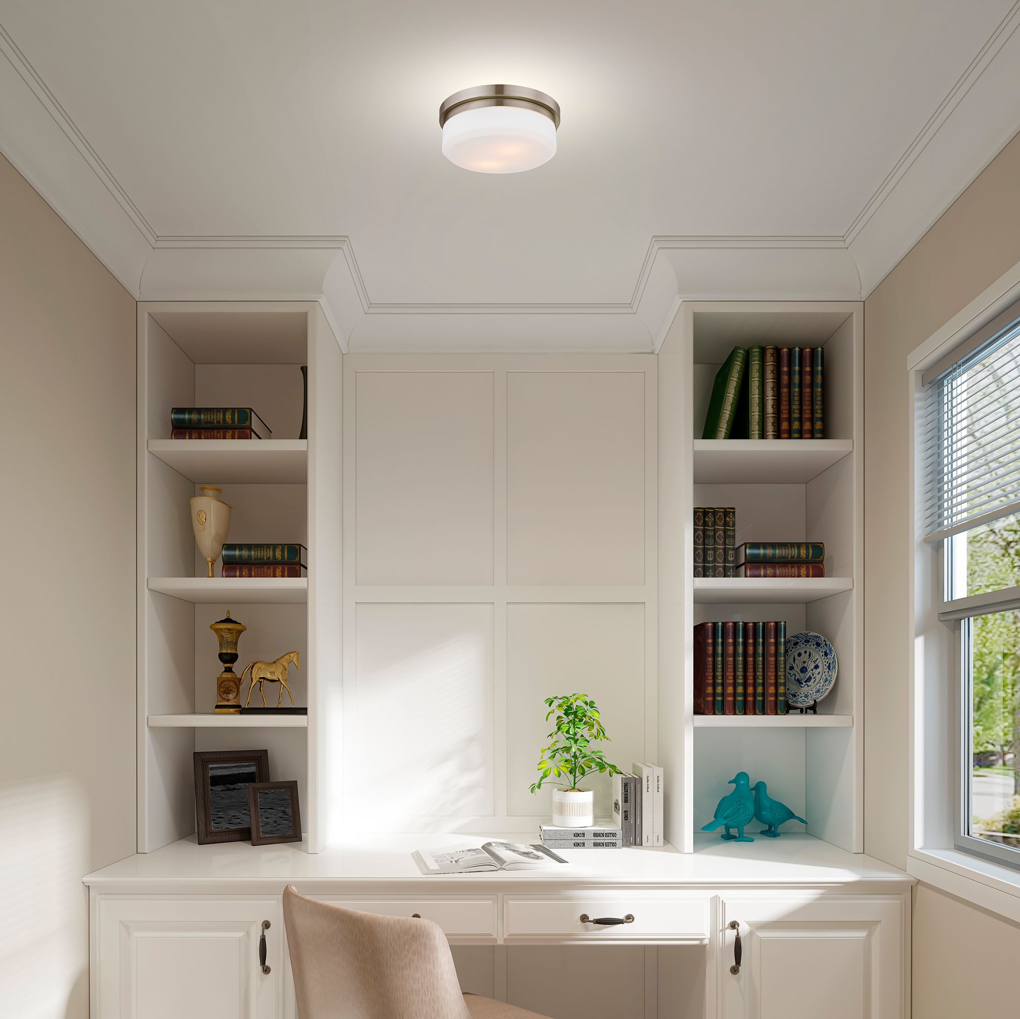 2 Light Brushed Nickel Ceiling Mount