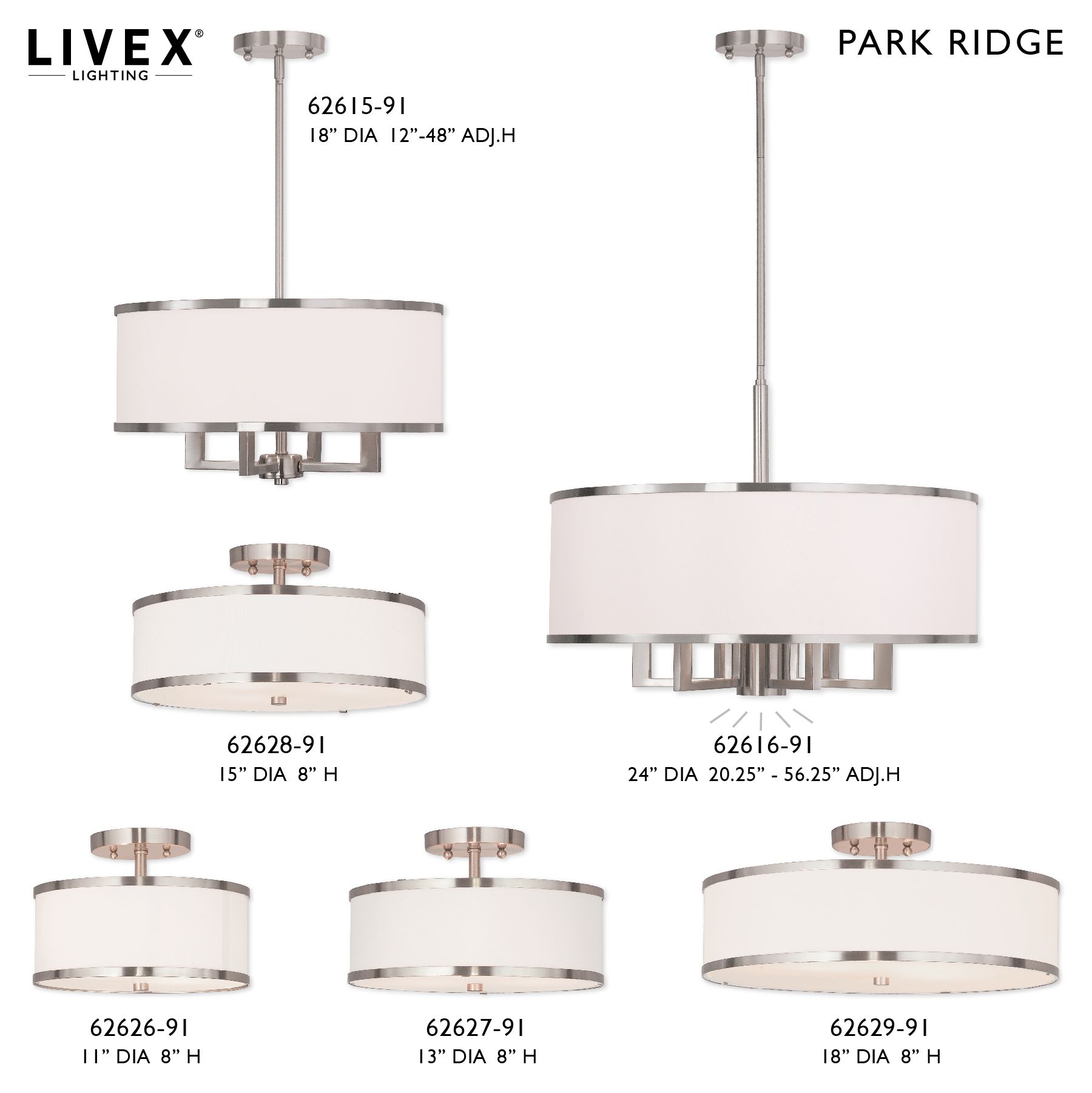 2 Light Brushed Nickel Ceiling Mount