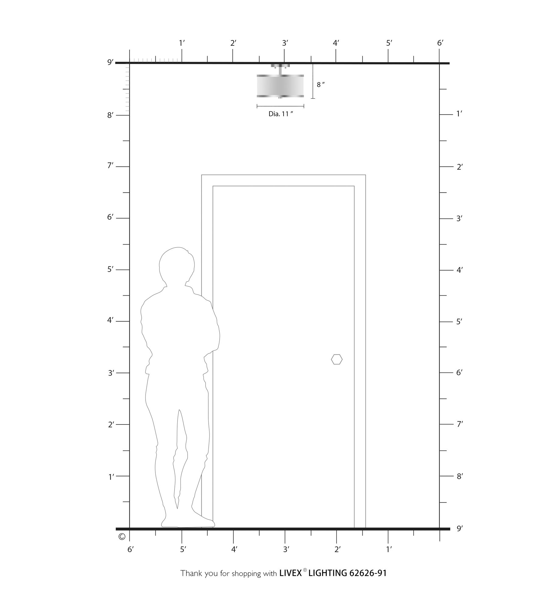 2 Light Brushed Nickel Ceiling Mount
