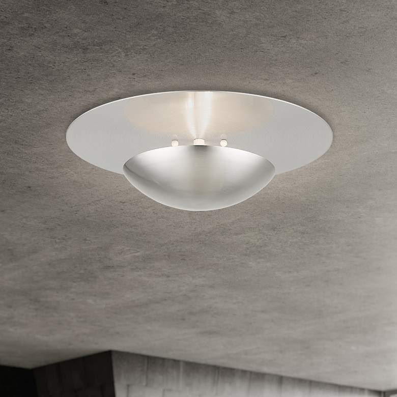 Image 1 2 Light Brushed Nickel Large Semi-Flush/ Wall Sconce