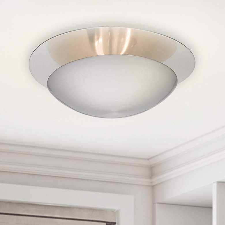 Image 1 2 Light Brushed Nickel Medium Semi-Flush/ Wall Sconce