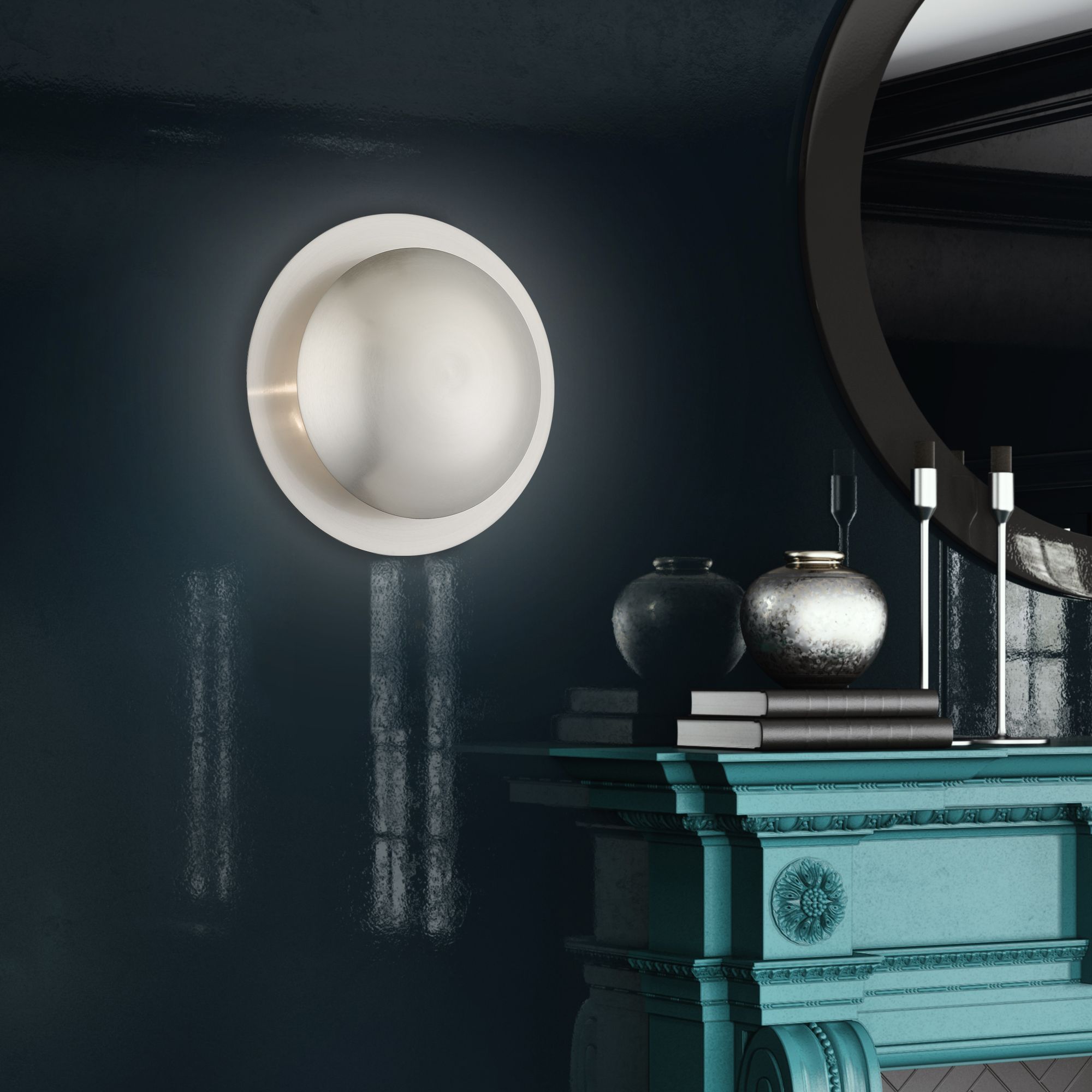 2 Light Brushed Nickel Medium Semi-Flush/ Wall Sconce